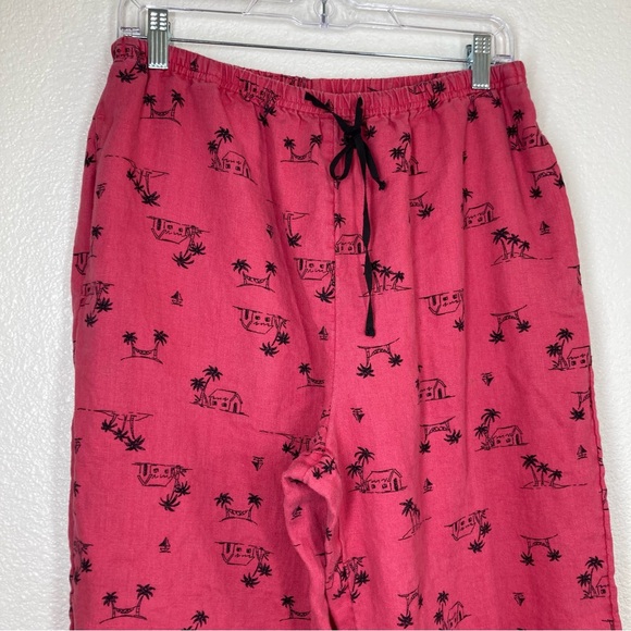J Jill Linen Pull On Pants Relaxed Fit Pink Medium Wide Leg Beach - Picture 3 of 13